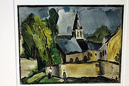 Church At Bougal 1913-by Vlaminck: Original Lithograph 12" X 14"- Maurice de Vlaminck (4 April 1876 – 11 October 1958) was a French painter. Along with André Derain and Henri Matisse he is considered one of the principal figures in