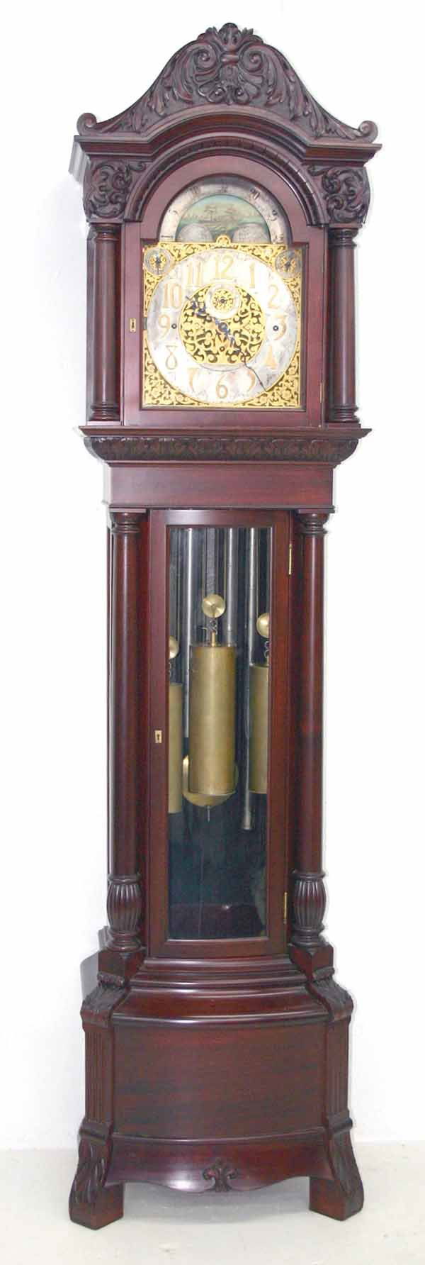 124 Victorian Mahogany Nine Tube Grandfather Clock