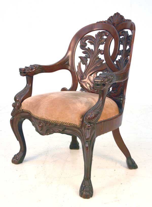 American Victorian Mahogany Carved Armchair