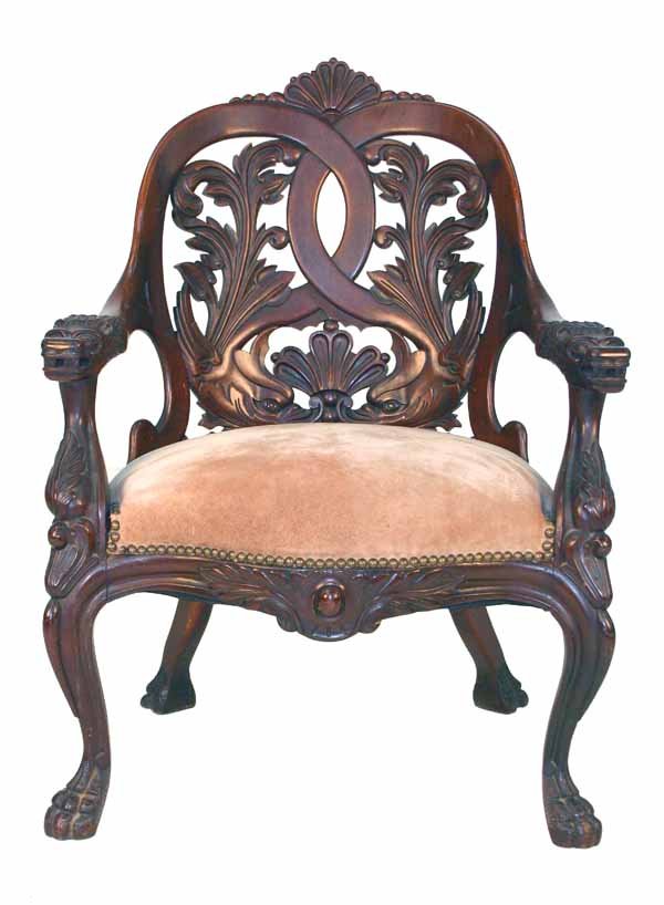 American Victorian Mahogany Carved Armchair - 2