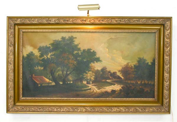 19th C Oil On Canvas American Landscape Painting