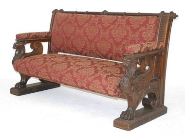 RJ Horner Oak Winged Griffin Carved Sofa (1 of 2)