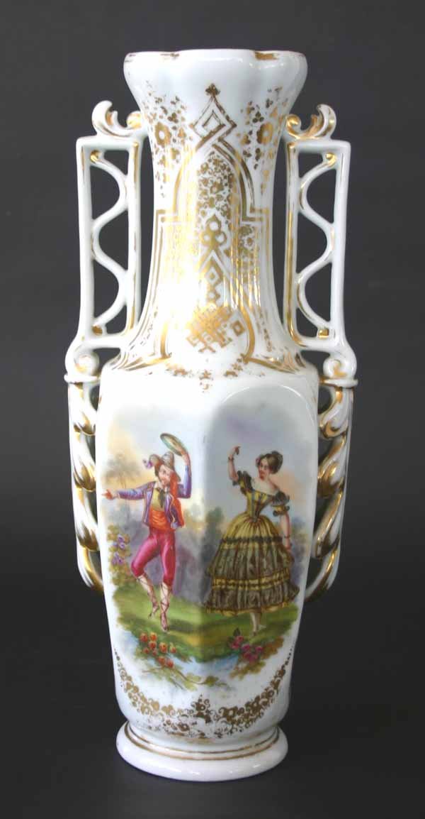 19th C Old Paris Hand Painted Vase in Oriental For