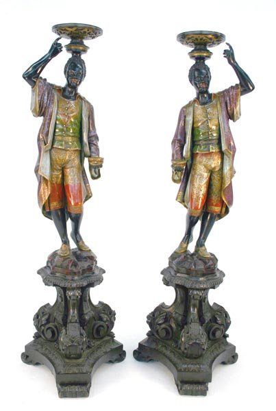 Life Size Polychromed Venetian Style Blackamoors