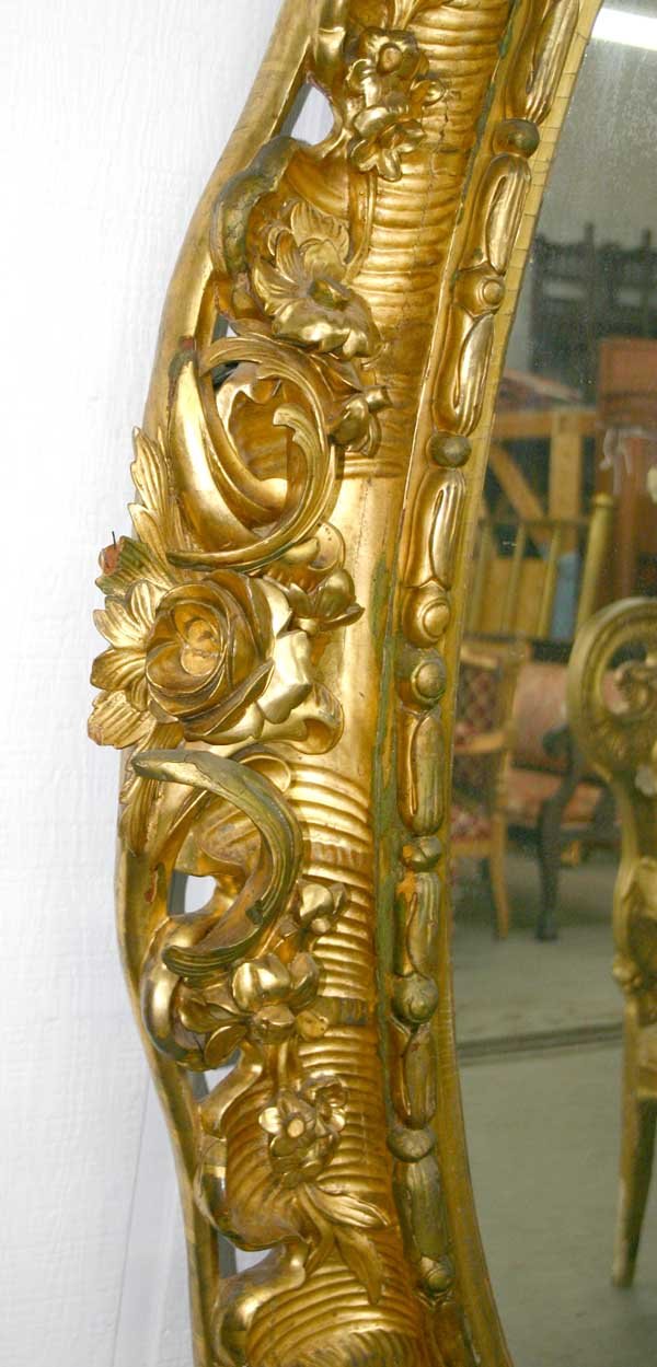 Large Oval Victorian Rococo Gilded Mirror. Circa 1 - 3