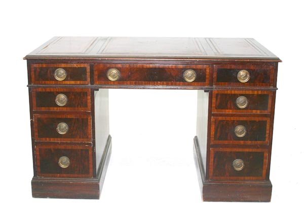 Mahogany Leather Top Kneehole Desk