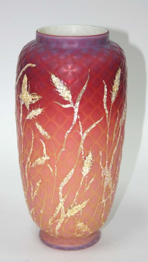 19th c Thomas Webb Art Glass Vase with Applied Decor: 19th c Thomas Webb Art Glass Vase with Applied Decoration. Excellent condition. 12"h x 6"d
