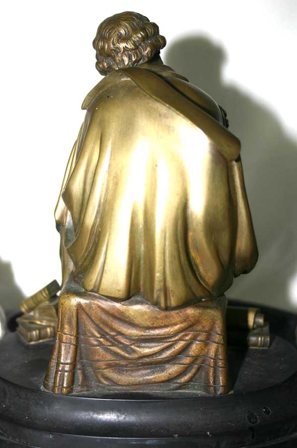 Victorian Bronze & Marble Inkwell Set Shakespeare - 3