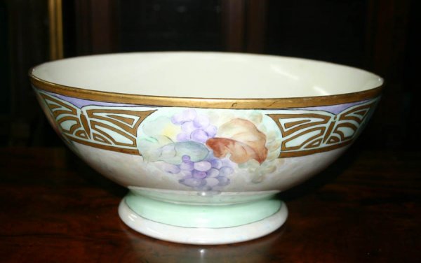 Rare Limoges Art Nouveau Porcelain Punch Bowl Set - 3