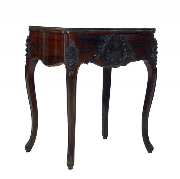 Victorian Rococo Revival Rosewood Lift Top Sewing T