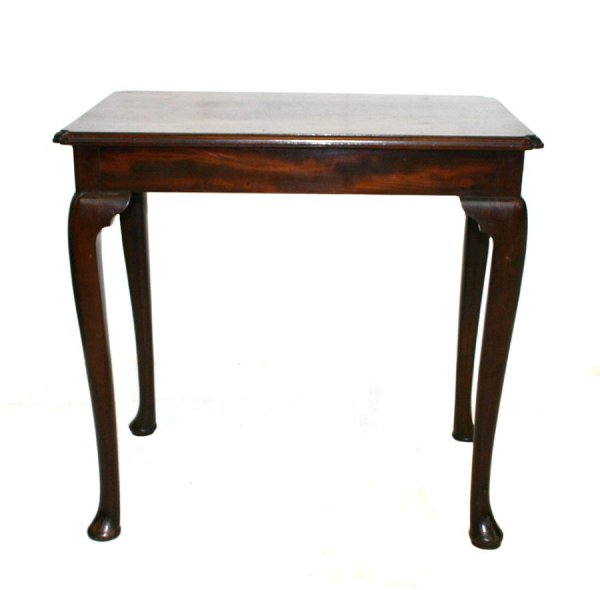 18th c Mahogany Queen Ann Tea Table with One Board: 18th c Mahogany Queen Ann Tea Table with One Board Top and Notch Corners Resting on Cabriole Legs Ending in Pad Feet. Circa 1760. 29"h x 31"w x 20"d