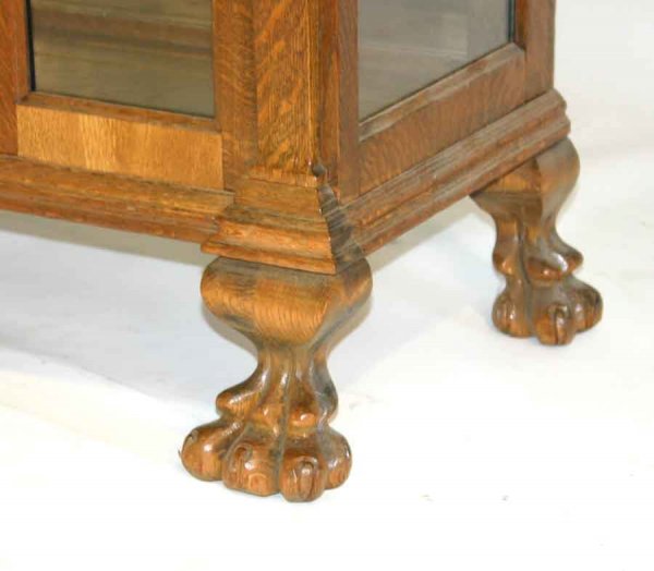 American Oak China Cabinet with Carved Figural - 4