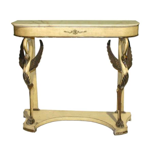 French Empire Style Marble Top Console with Swan C