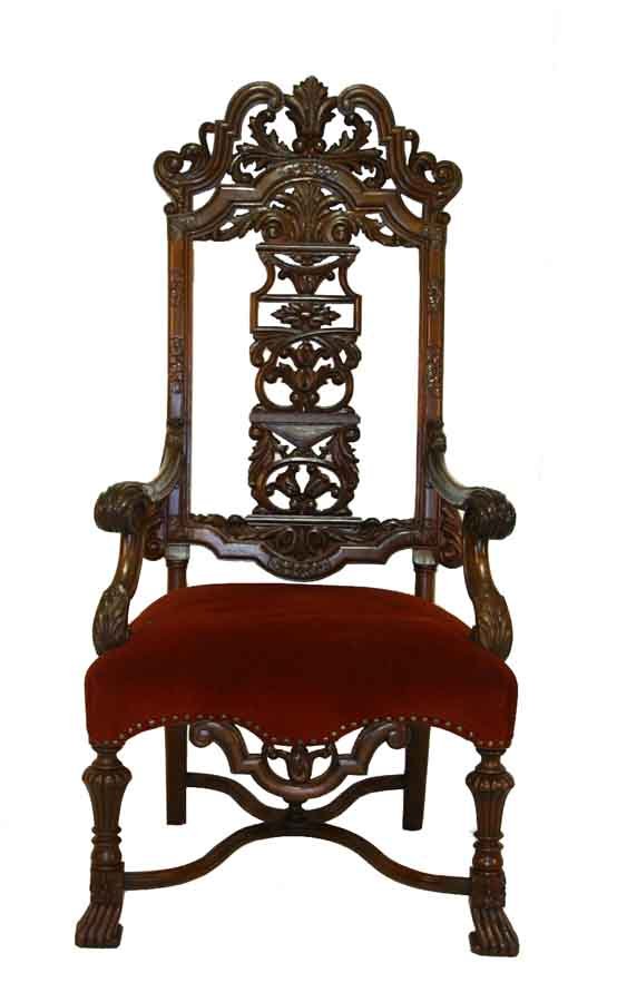 Victorian Walnut Baroque Revival Armchair. c 1880.: Victorian Walnut Baroque Revival Armchair. c 1880. 57"h x 29"w x 25"d