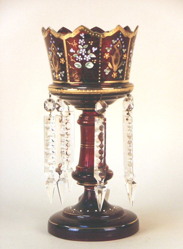 Single Ruby Paint Decorated Mantle Luster: Single Ruby Paint Decorated Mantle Luster