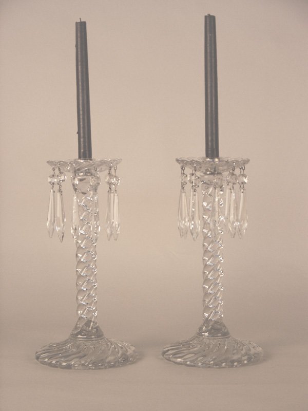 Pair Crystal Candelabra with Swirl Pattern