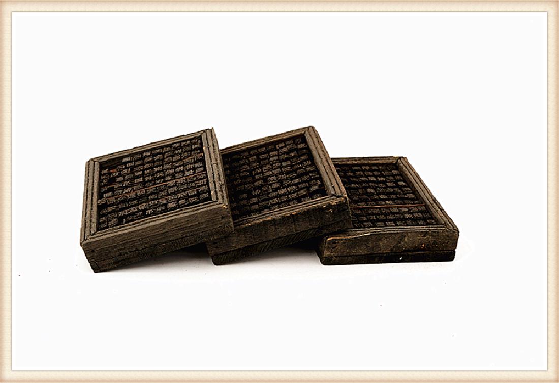 A SET THREE BOXES FILLED WITH WOODEN MOVABLE PRINTING (1 of 8)