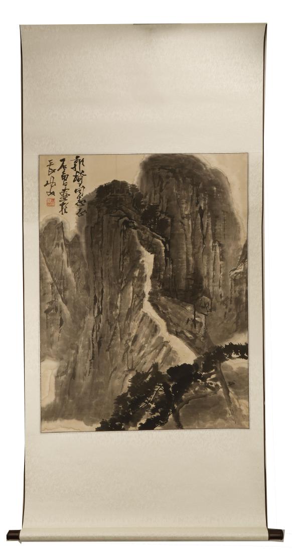 SIGNED SHI LU(1919-1982).A INK AND COLOR ON PAPER (1 of 9)