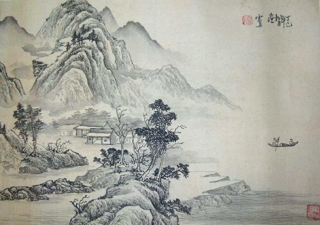 SIGNED LEI DAN.A QING DYNASTY INK AND COLOR ON PAPER (1 of 6)