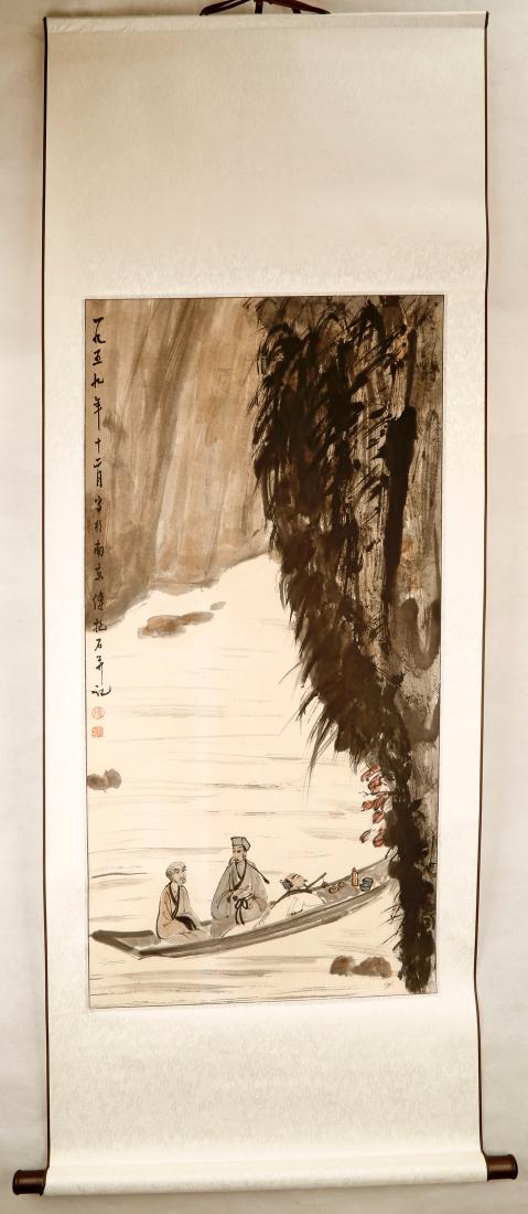 SIGNED FU BAOSHI (1904â€“1965). A INK AND COLOR ON (1 of 6)