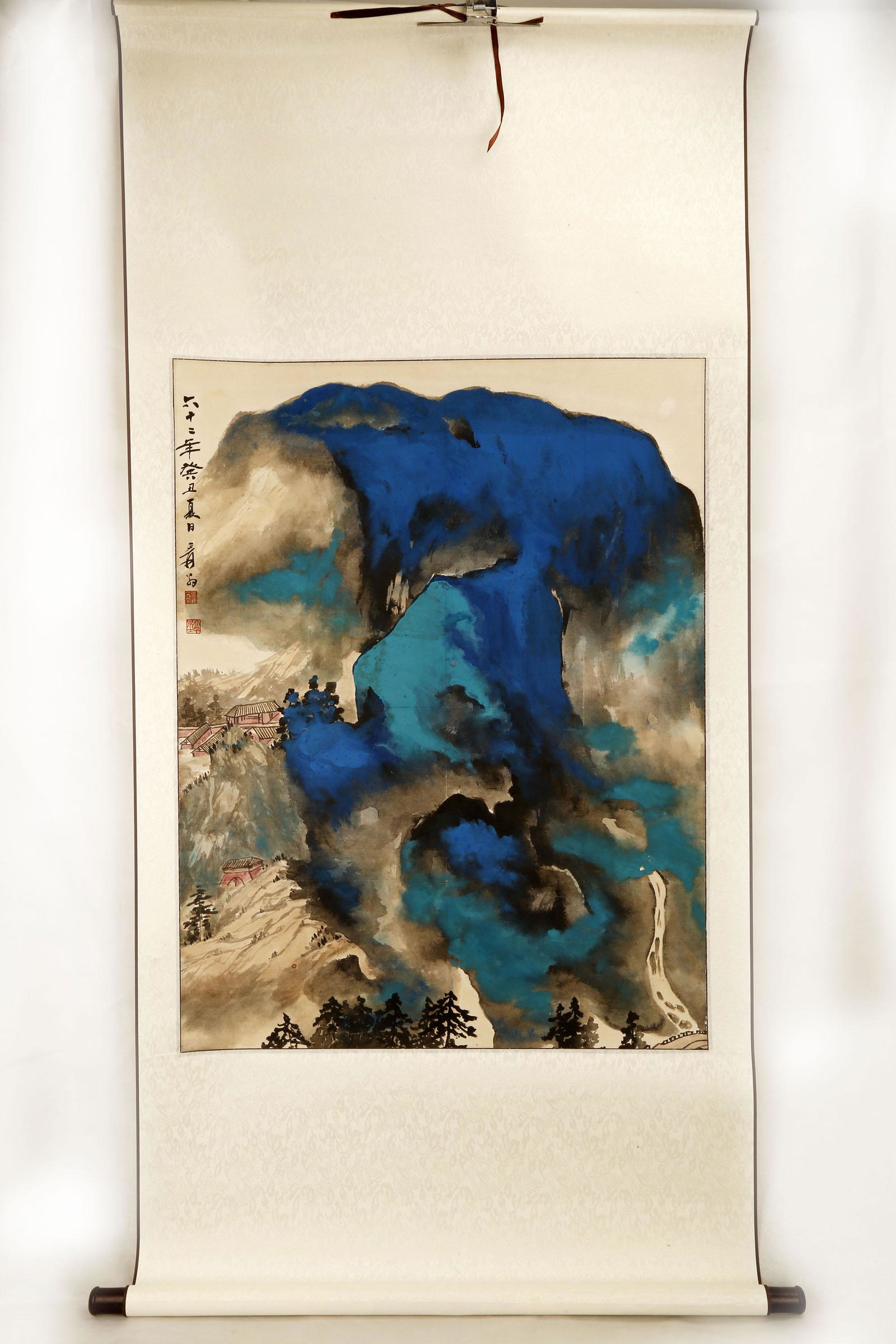 SIGNED ZHANG DAQIAN(1899-1983).A INK AND COLOR ON PAPER (1 of 12)