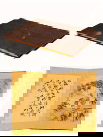 SIGNED WANG SU (1794 - 1877). A INK AND COLOR ON PAPER CALLIGRAPHY AND PAINTING ALBUM. PACK BY (1 of 7)