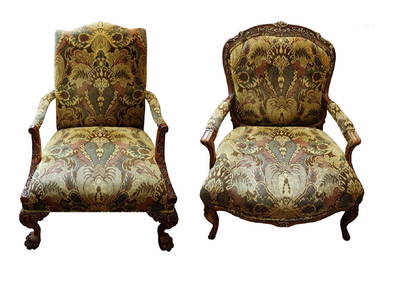(2) PAIR OF KING/QUEEN THRONE ROCOCO ARM CHAIR. (1 of 8)