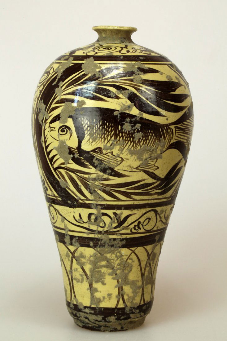 RARE SONG DYNASTY PORCELAIN CIZHOU KILN PAINT FISH