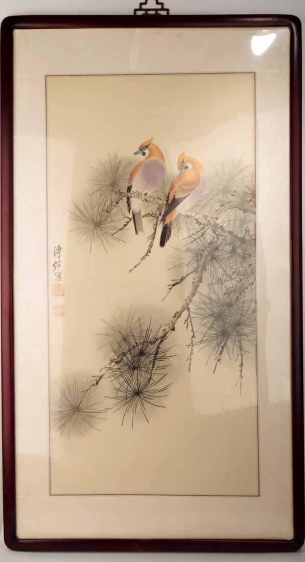 SIGNED FU ZUO (1918-2001). INK AND COLOR ON PAPER (1 of 7)