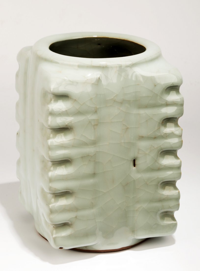 A GUAN-STYLE CELADON CONG-FORM VASE.C019 (1 of 6)