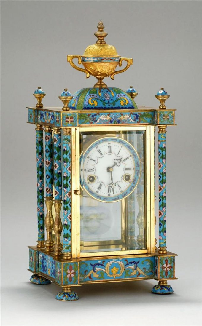A CLOISONNE ENAMEL SHELF CLOCK ,20TH CENTURY.Z017. (1 of 10)