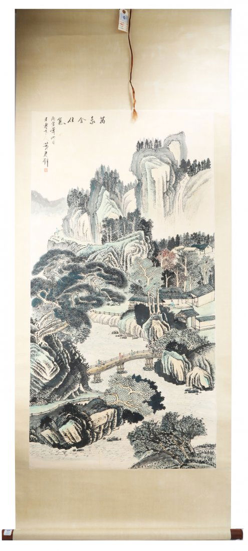 SIGNED HUANG JUNBI (1898-1991).A INK AND COLOR ON PAPER (1 of 10)
