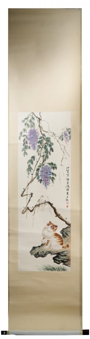 SIGNED WANG XUETAO (1903-1982). A INK AND COLOR ON (1 of 10)