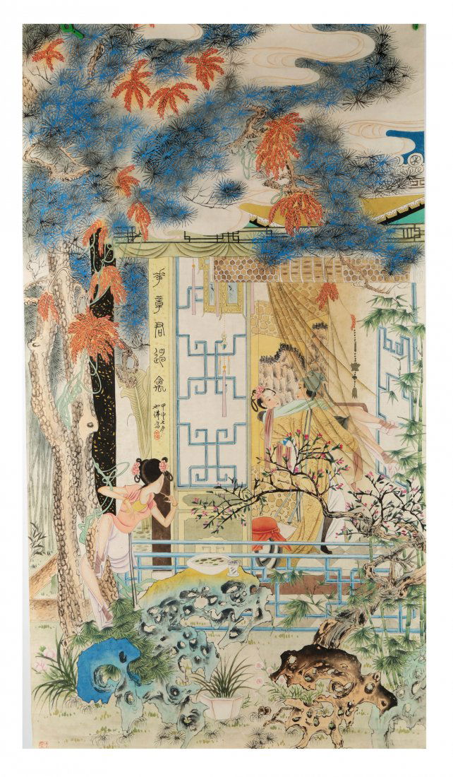 SIGNED HU YEFO(1908-1980). A INK AND COLOR ON REALISTIC (1 of 7)