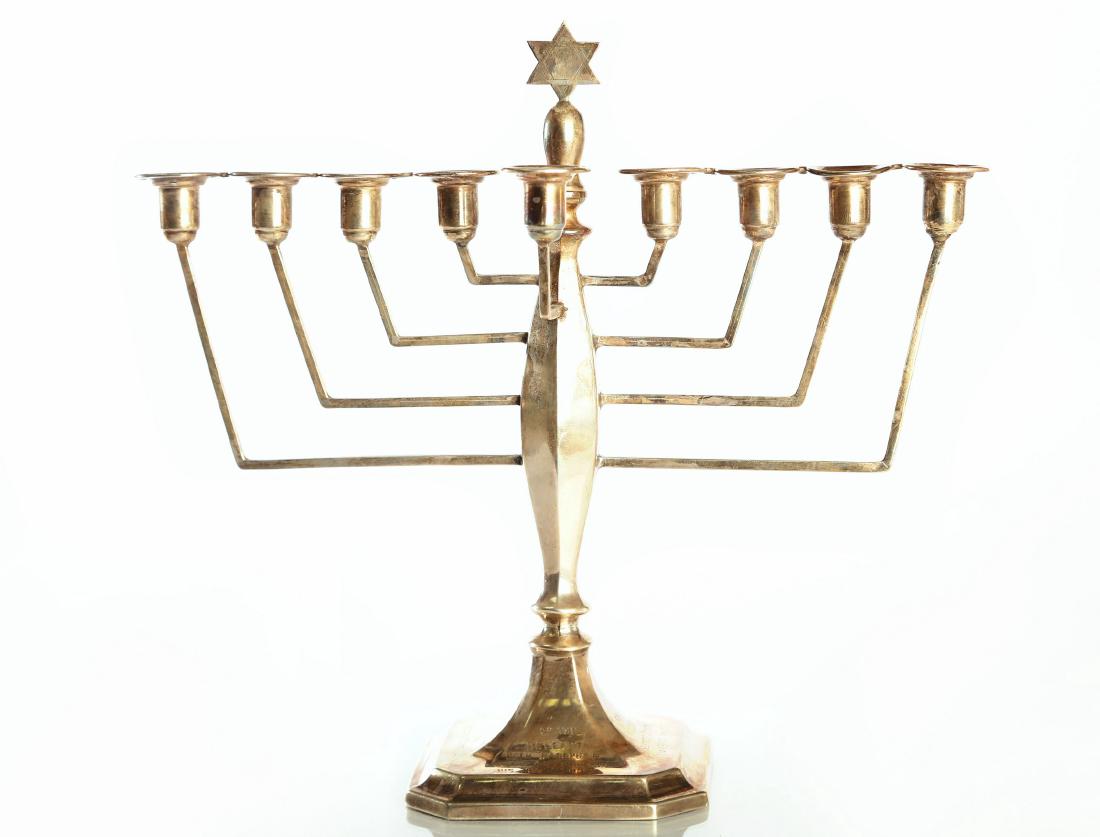 Chanuka menorah - silver. Star of David. England, start (1 of 1)