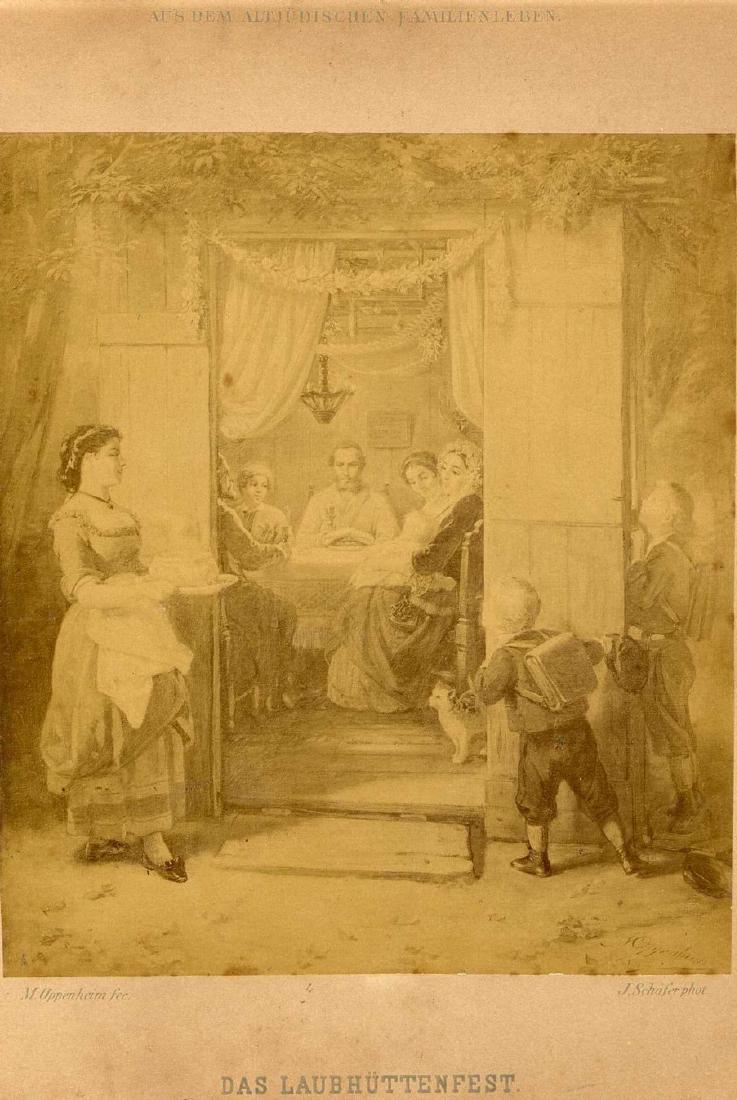 Moritz Oppenheim. Pictures of traditional Jewish family: Bilder aus dem altjudischen Familienleben. Three reproduction of illustrations by Moritz Daniel Oppenheim, depicting Jewish family life and its customs in Germany. German. Illustrations of Shabbat, Su