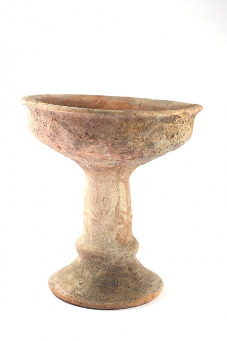 Pottery chalice; a shallow bowl on a high foot; ridge: Iron Age â€“the exodus from Egypt according to the Biblical Narrative, the time of David, Solomon and the First Temple in Jerusalem. Pottery chalice; a shallow bowl on a high foot; ridge just abo