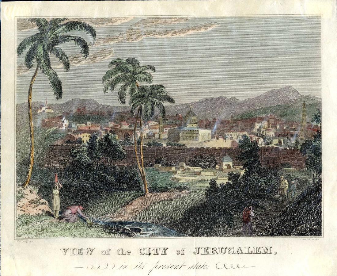 Four Landscape Engravings of Ancient Jerusalem. 18-19th (1 of 2)