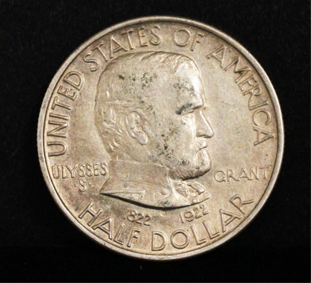 1922 Ulysses Grant Memorial Half Dollar: 1922 Grant memorial half dollar. Ulysses S. Grant 1822-1922 commemorative coin. Est. $75-$100