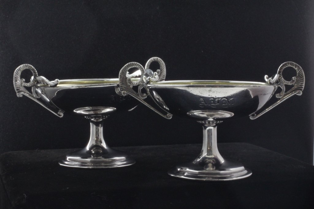 2 Gale & Son Silver & Gilt Open Salts: Est $ 100 - 150 2 Gale & Son Silver & Gilt Open Salts • made by William Gale & Son of New York, NY circa 1860 • bears the marks: WG&S, SS, J6 • 2 1/2" in height and weighs 3.675 troy ounces • 