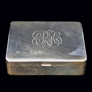 Sterling Covered Box: Est. $ 150-225 Sterling Covered Box William W Hayden Co. Silver Covered box, lid with dent, marked Sterling and 247. 3 character monogrammed RFC circa 1900, 7/8 x 3/4 x 2 1/2, weighs 4.90 ozt