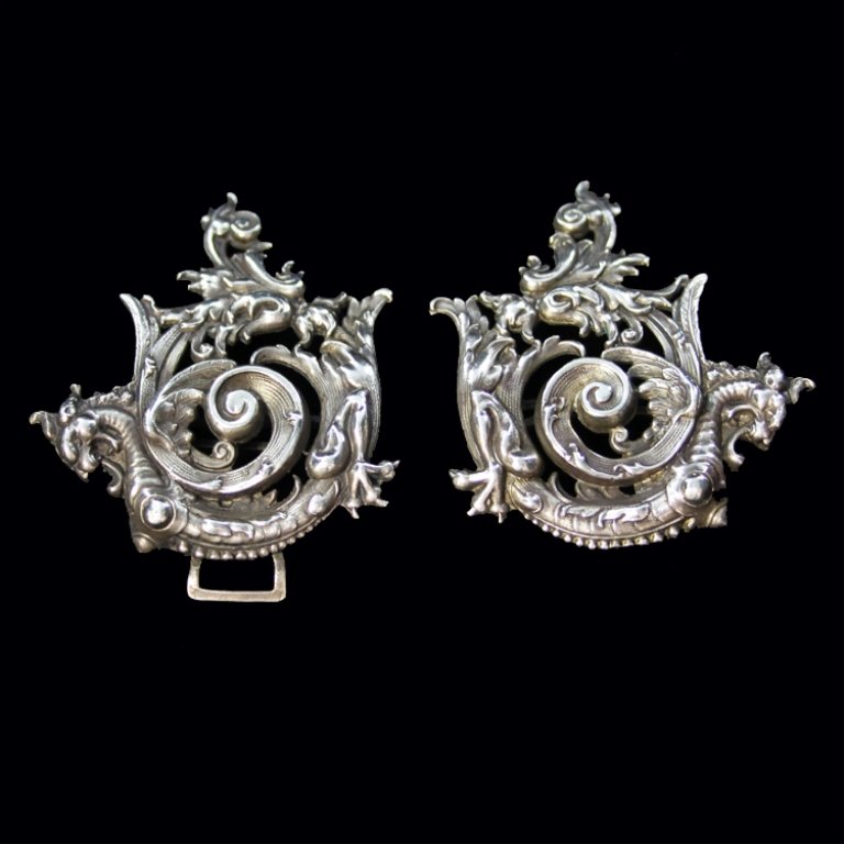 Two Piece Dragon Belt Buckle: Est. $ 30-45 Two Piece Dragon Belt Buckle Sterling Dragon Belt Buckle, two separate pieces that connect with a hook, marked sterling 357 and an unreadable Makers Mark. 4" long and weighs .75 troy oz