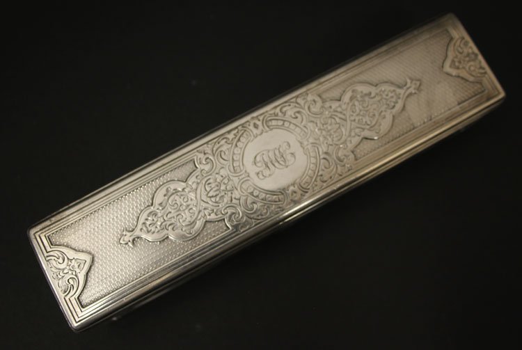 1847 Thomas Daniel Sterling? Vanity Jar: Est. $ 60-90 1847 Thomas Daniel Silver Vanity Jar Unknown Monogram on stop, lid weighs 2.2 troy oz, floral pattern on lid, star design on the bottom of glass