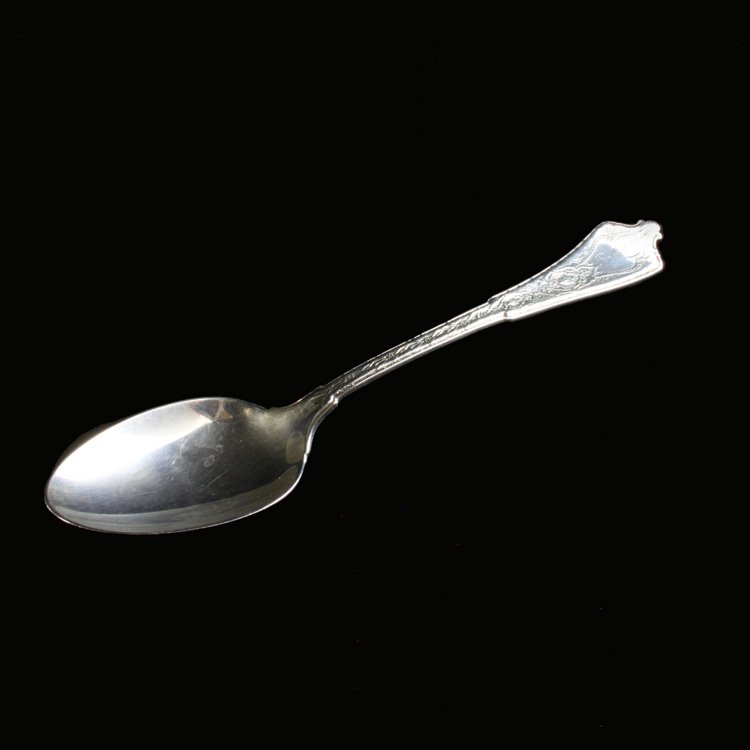 Tiffany & Co Sterling Spoon: Est $ 20-55 Marked Tiffany & Co., Sterling and Pat. 1872, the front and reverse of the handle is decorated with the Persian pattern. On the front of the handle is monogrammed Robert, the relief Persia