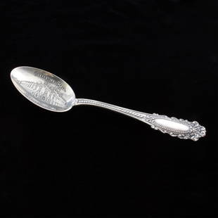 Watson & Newell Co. Souvenir Spoon: Est $ 25-45 The bowl has the convention hall in relief with Convention Hall, Kansas City. Mo. The flag with the H, Watson & Newell Co. makers mark and sterling. On the reverse of the handle is engrave