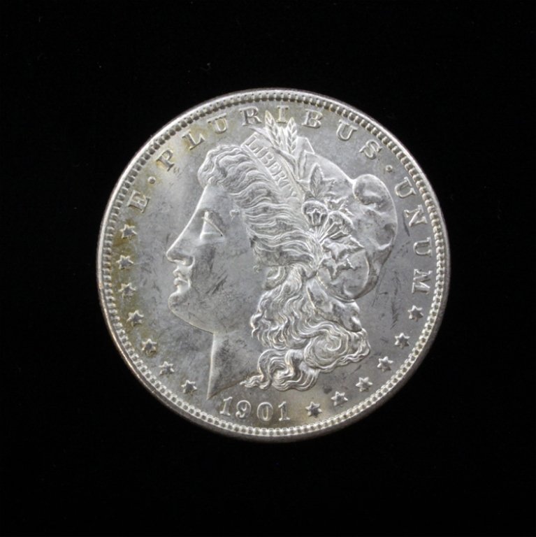 1901 O Morgan Silver Dollar $1: Est. $ 75 - 100. 1901 O Morgan Silver Dollar $1. Uncirculated. Good condition.