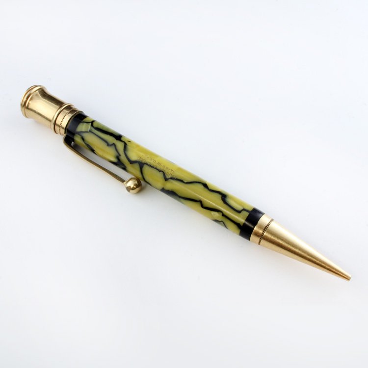 Vintage Parker Duofold Mechanical Pencil: Est $ 75-100 Parker Duofold design in black and pearl. Gold finish. No lend.
