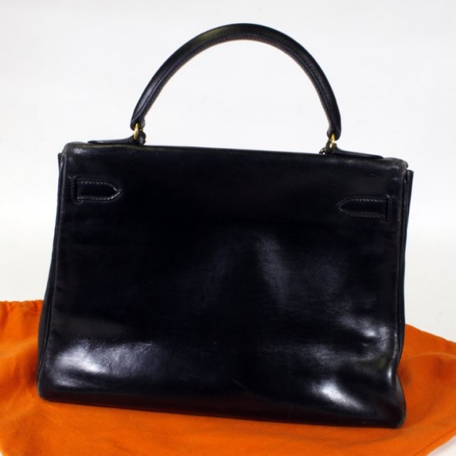 Vintage Hermes Kelly Satchel Black : Lot 123  