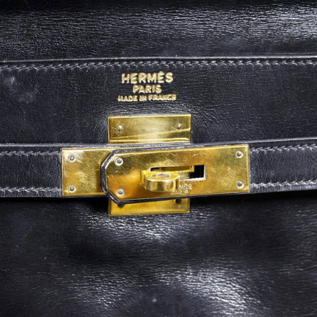 Vintage Hermes Kelly Satchel Black : Lot 123  
