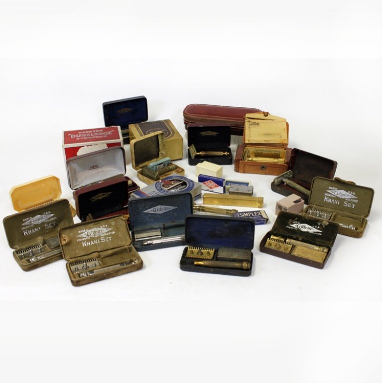 Lot of Collectable Razor Merchandise: Est. $200 - 500 Lot of Collectable Razor Merchandise Large lot of razor collectables including but not limited to Gillette, Samuel Kanner, Gem and Conco